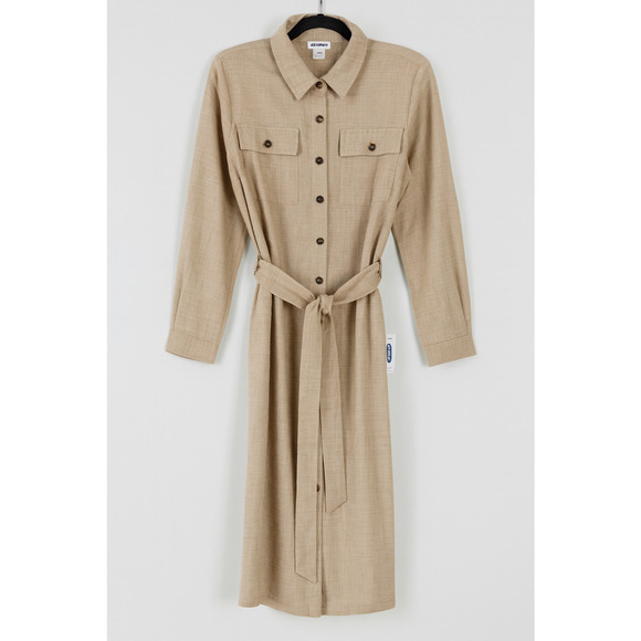 DKNY COLLARED BUTTON DRESS: Long sleeve-Shirt collar -Removable belt - Picture 2 of 4